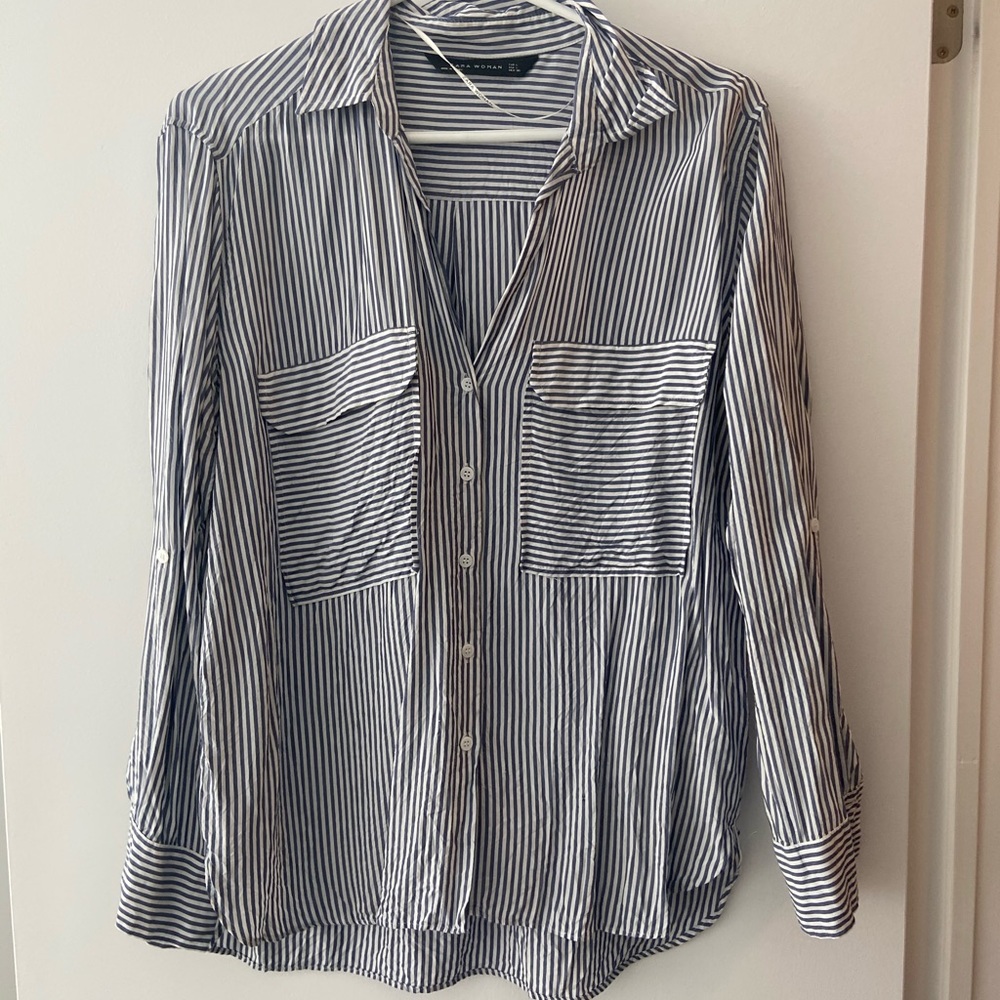 Zara striped button down blouse